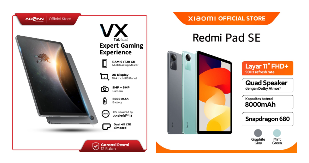 advan vx lite vs xiaomi redmi pad se - nushimura.com